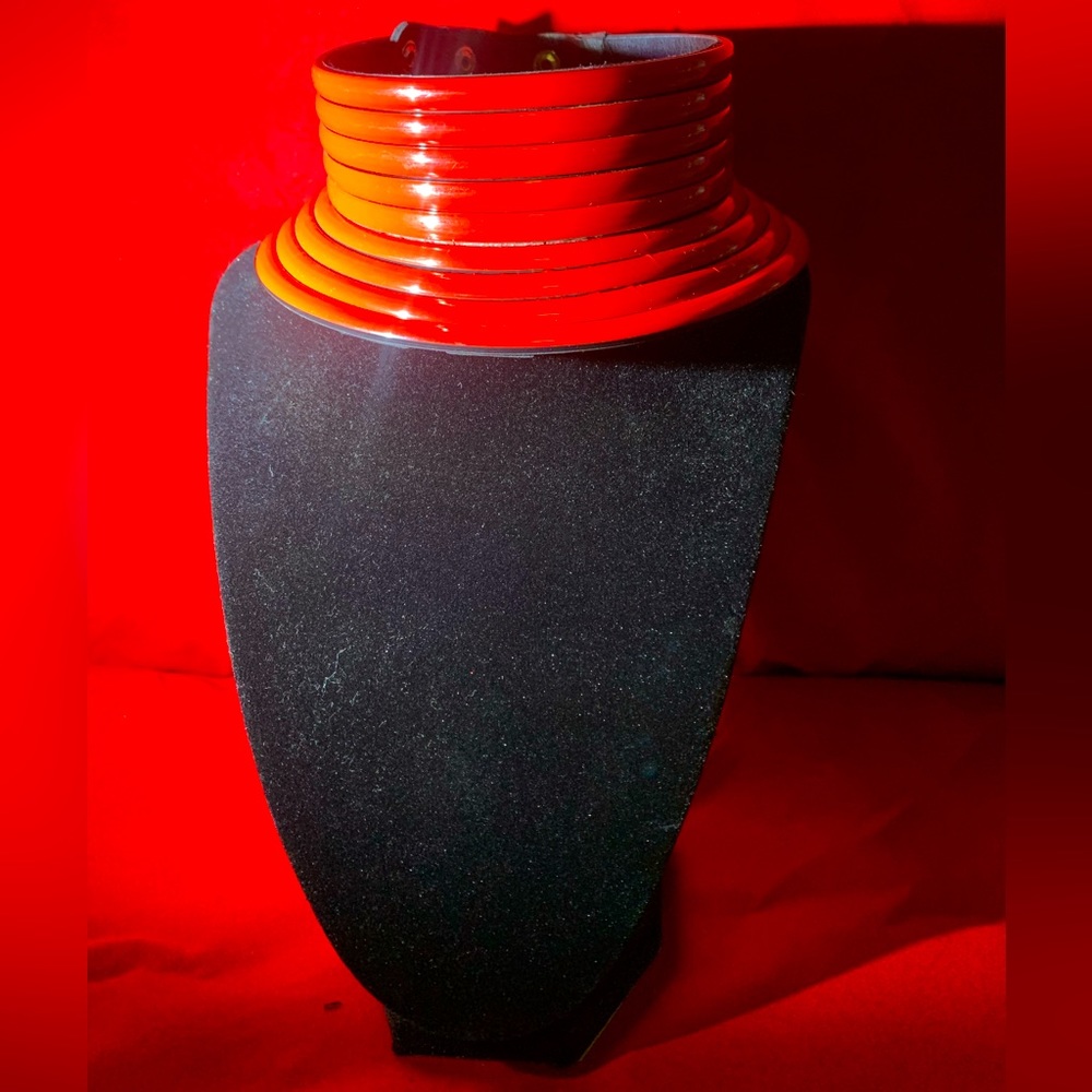 Red Leather Choker Necklace